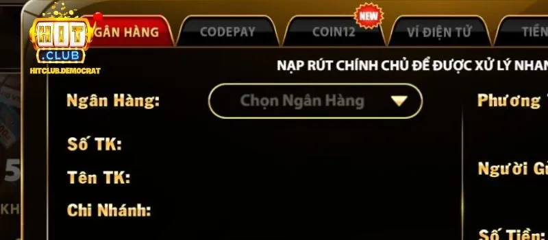 Hướng dẫn cách nạp tiền Hit Club qua ngân hàng
