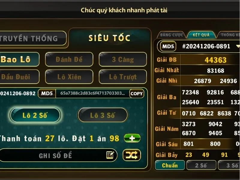 Tỷ lệ trả thưởng tùy theo từng hình thức lô đề Hit Club